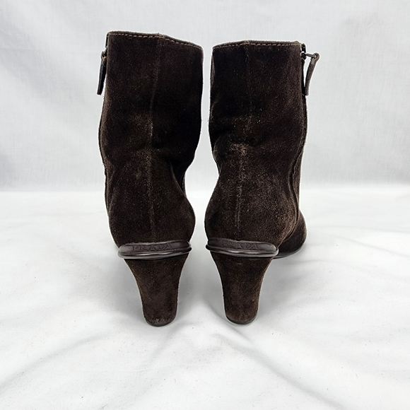 Prada Milano Women's Dark Chocolate Suede Side Zip Ankle Boots 37.5 US 7.5 - Picture 6 of 12